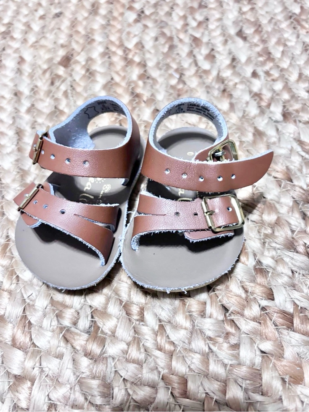 Toddler Brown Faux-Leather Buckle Sandals for Everyday Wear